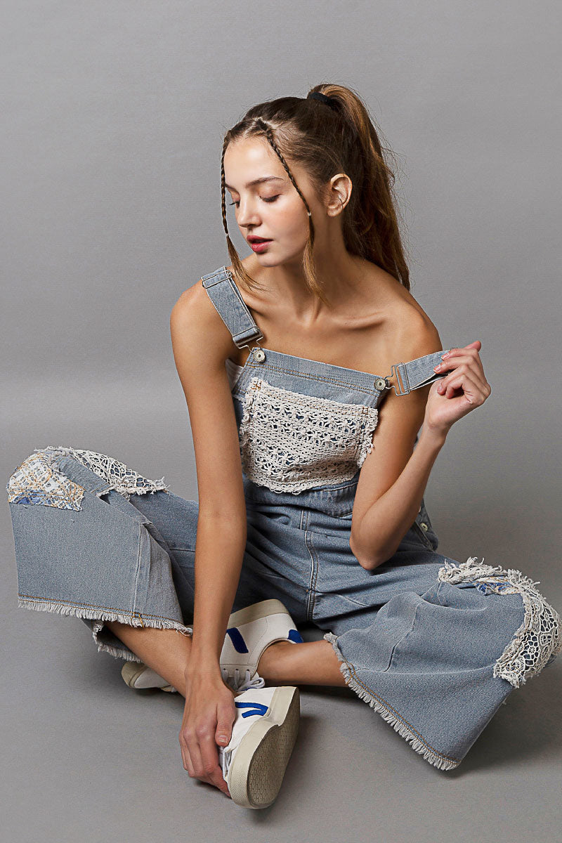 Patch Denim Overalls