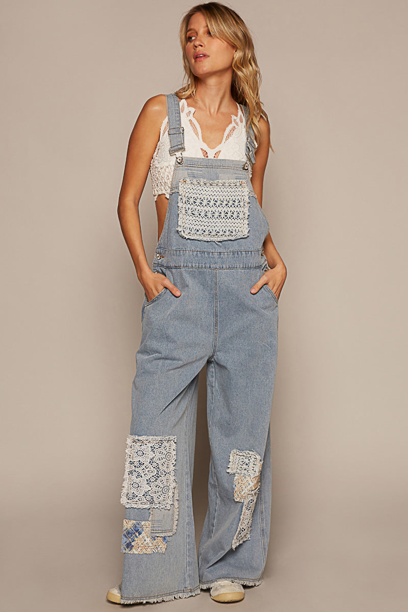 Patch Denim Overalls