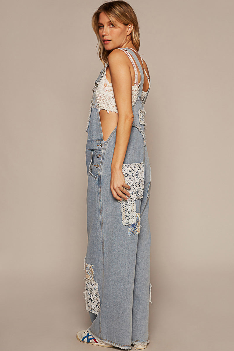 Patch Denim Overalls