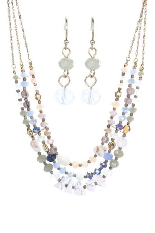 Crystal Beads Necklace Earring Set