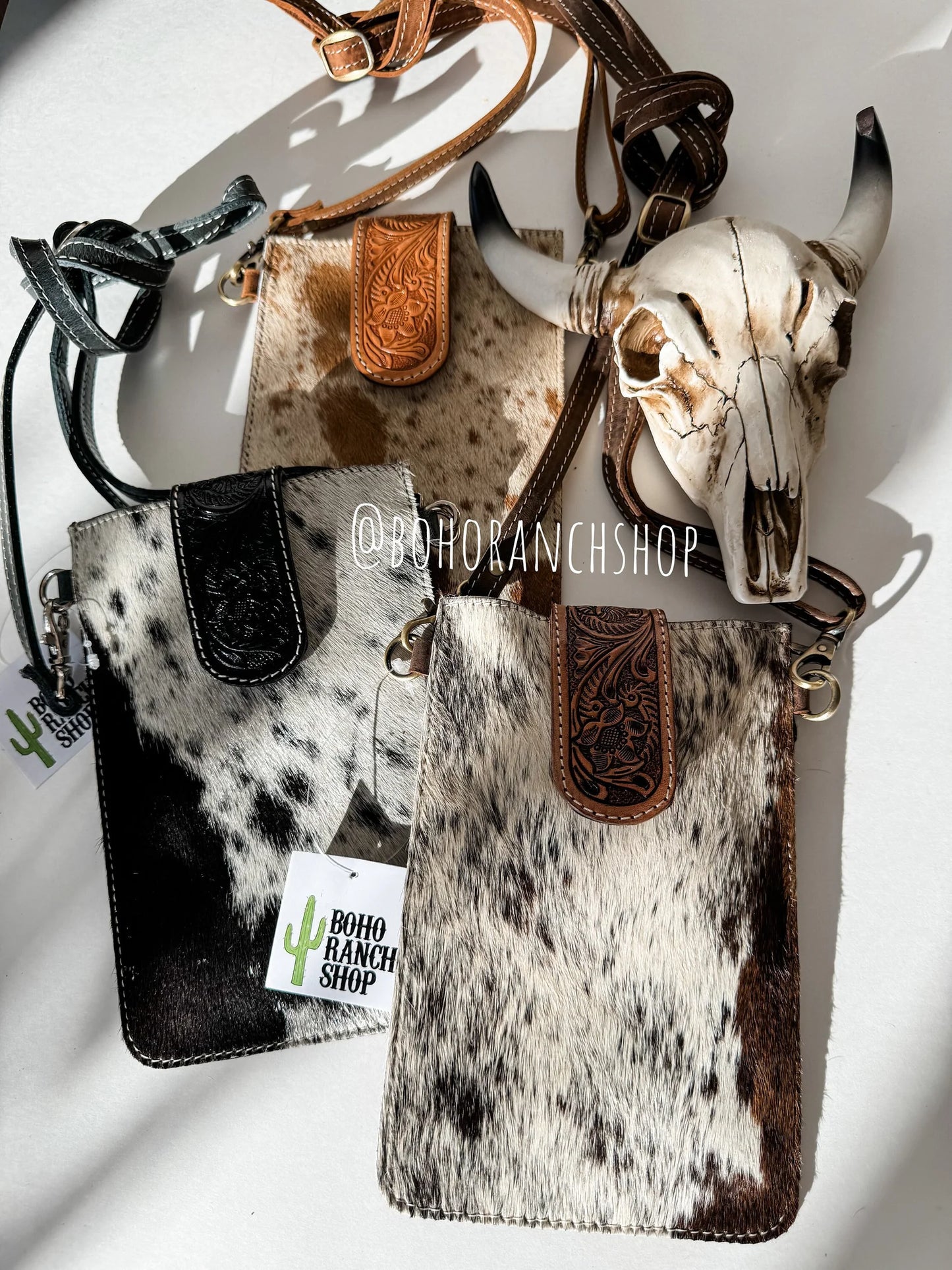 HAYDEE PHONE CROSSBODY Western Tooled Leather Cowhide Mini Crossbody cell Phone smart phone mobile Purse