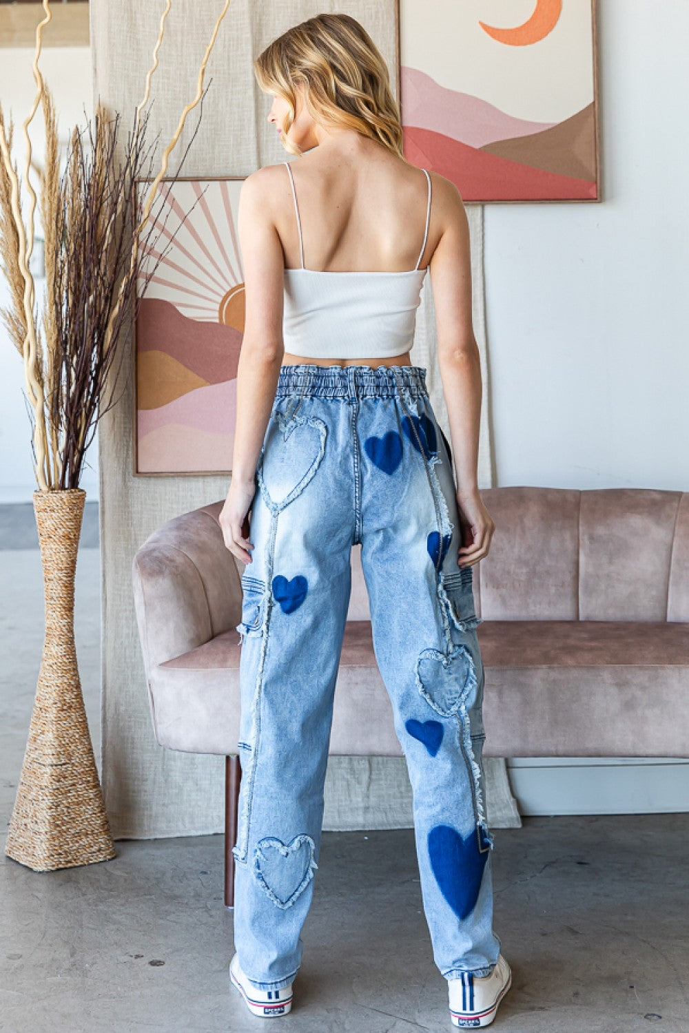 WASHED HEART STRETCH DENIM