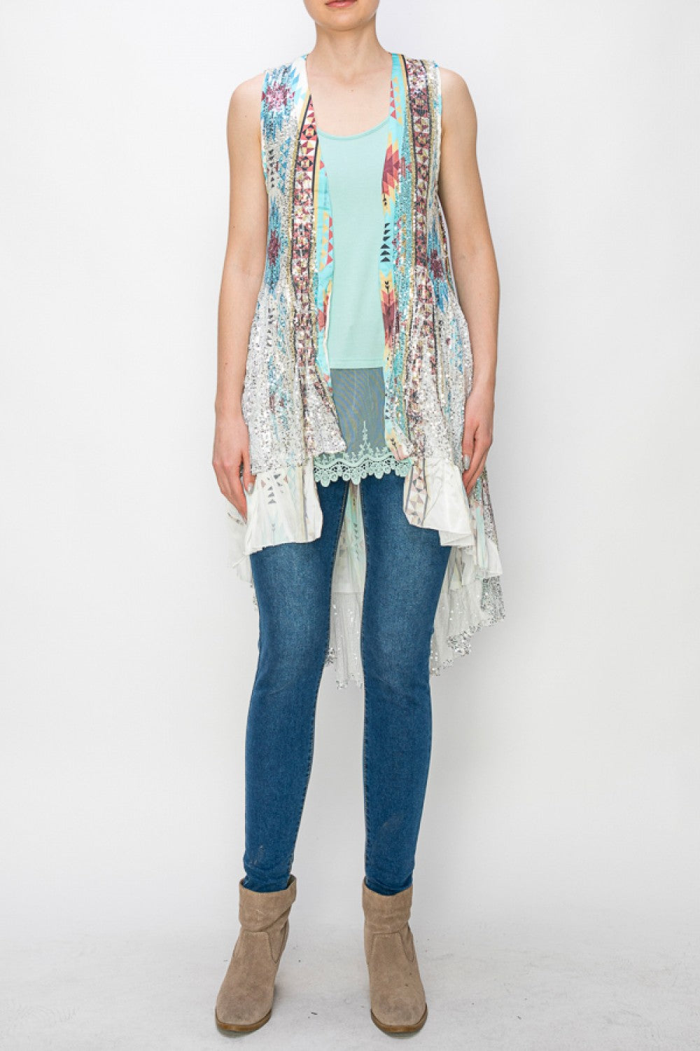 SEQUIN AND SATIN VEST