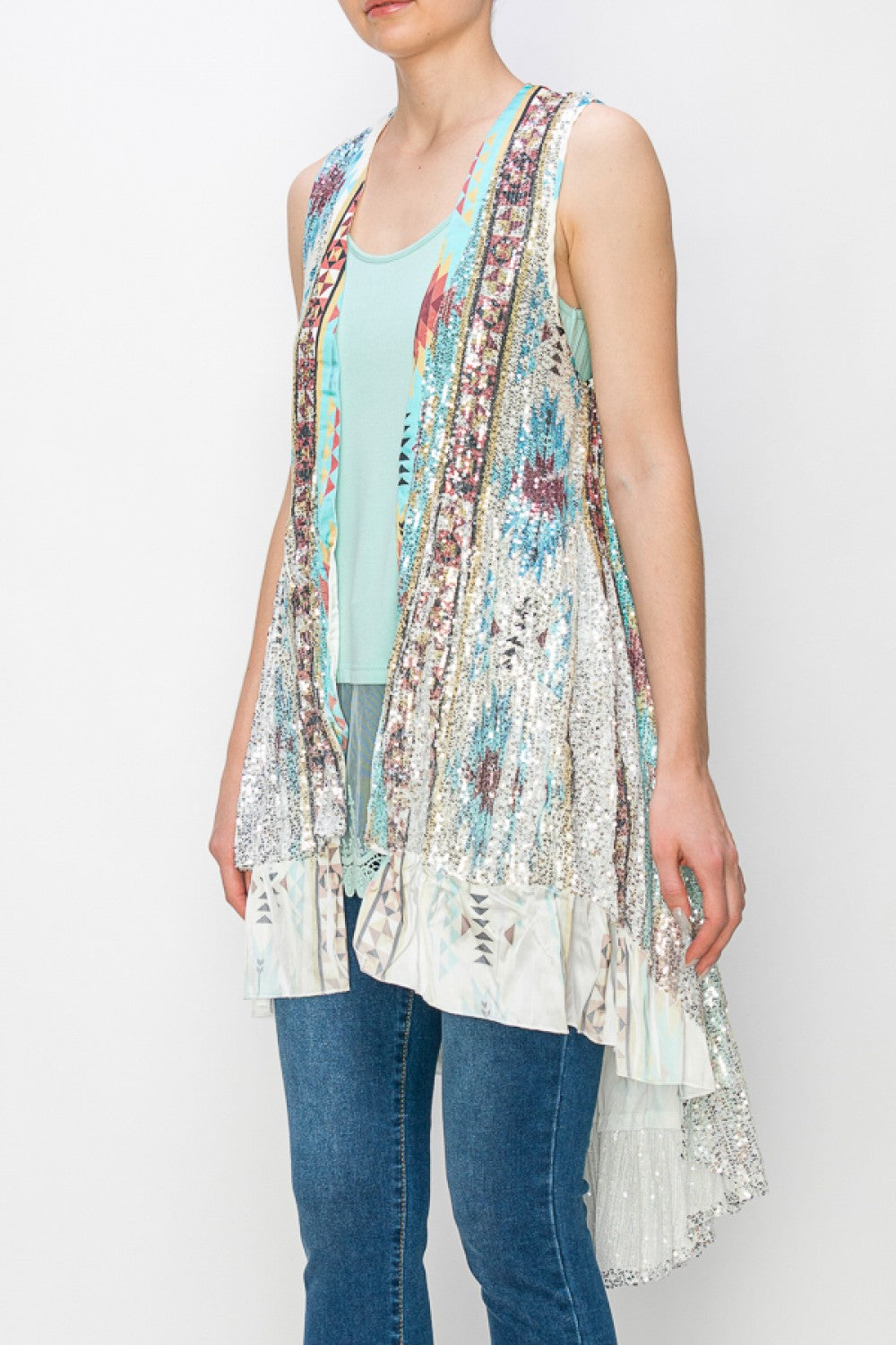 SEQUIN AND SATIN VEST