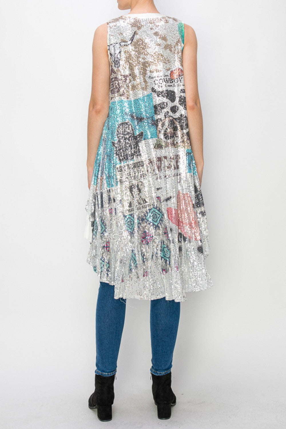 SEQUIN AND SATIN VEST