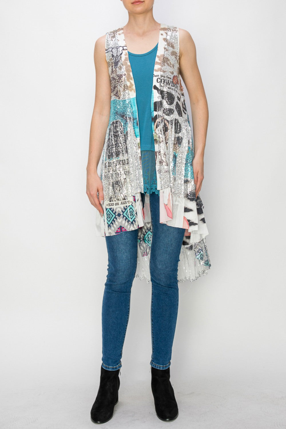 SEQUIN AND SATIN VEST