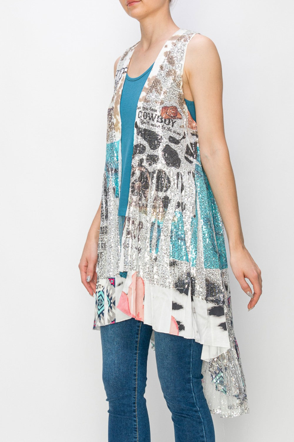 SEQUIN AND SATIN VEST