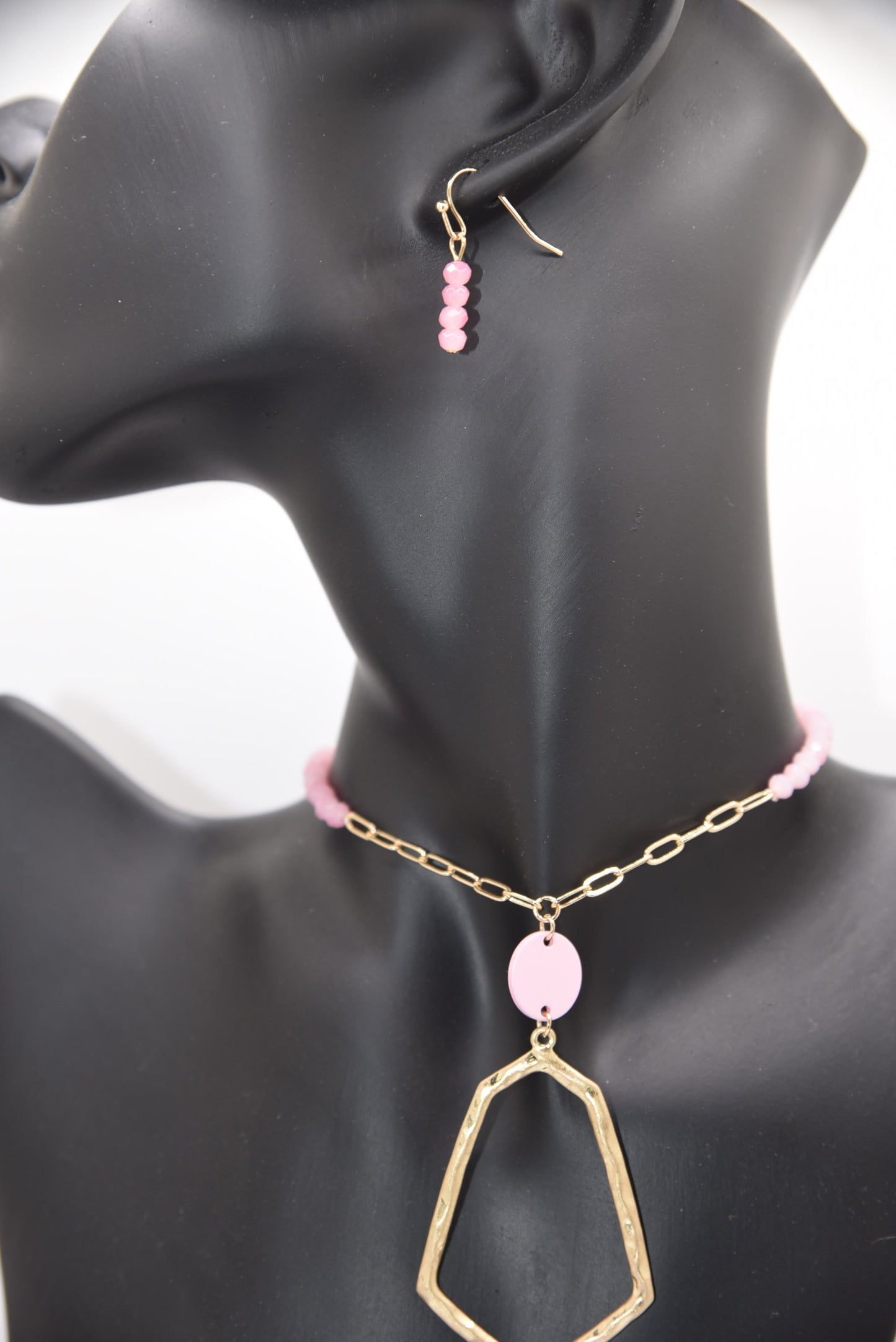 Long Glass Beaded Necklace and Earring