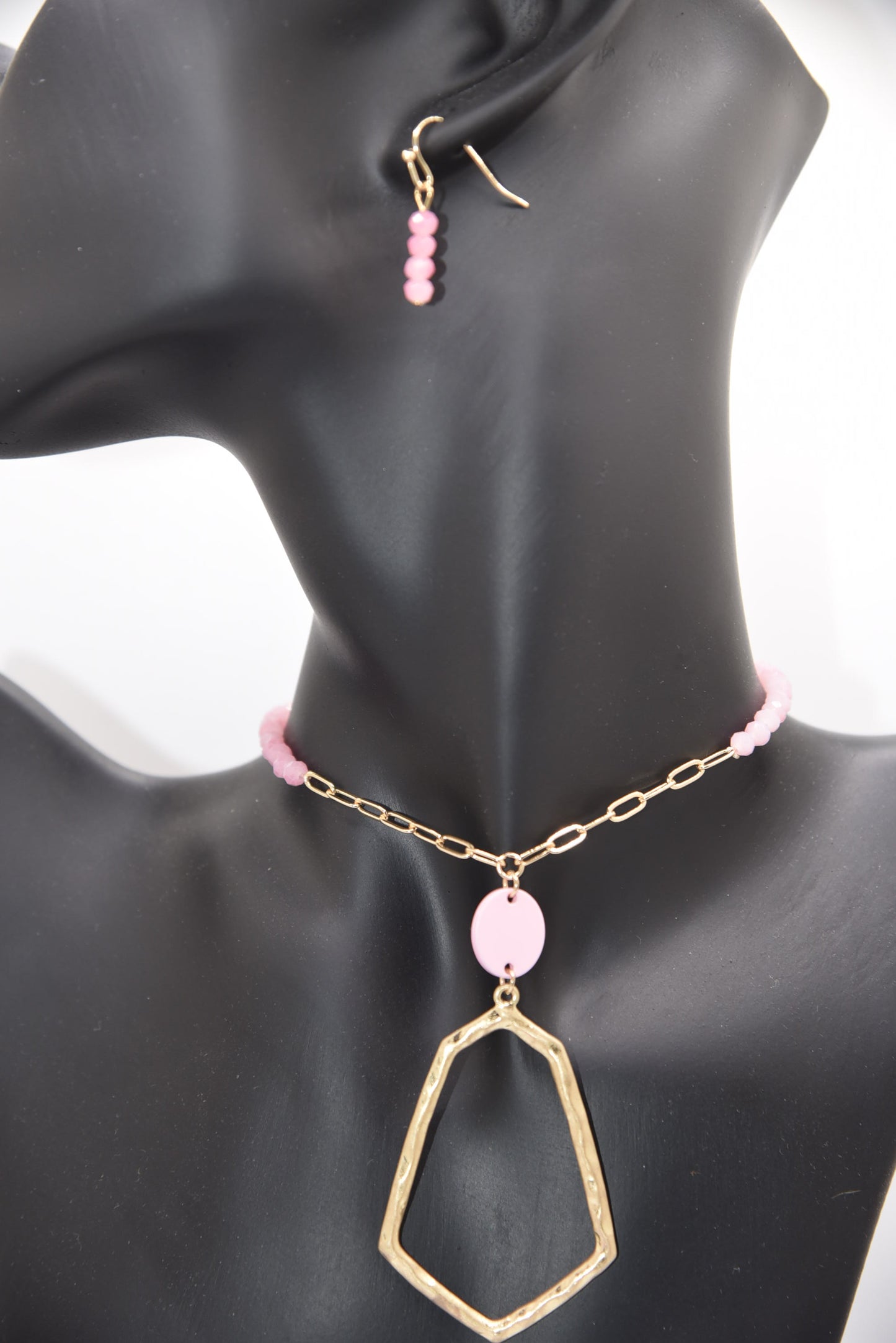 Long Glass Beaded Necklace and Earring