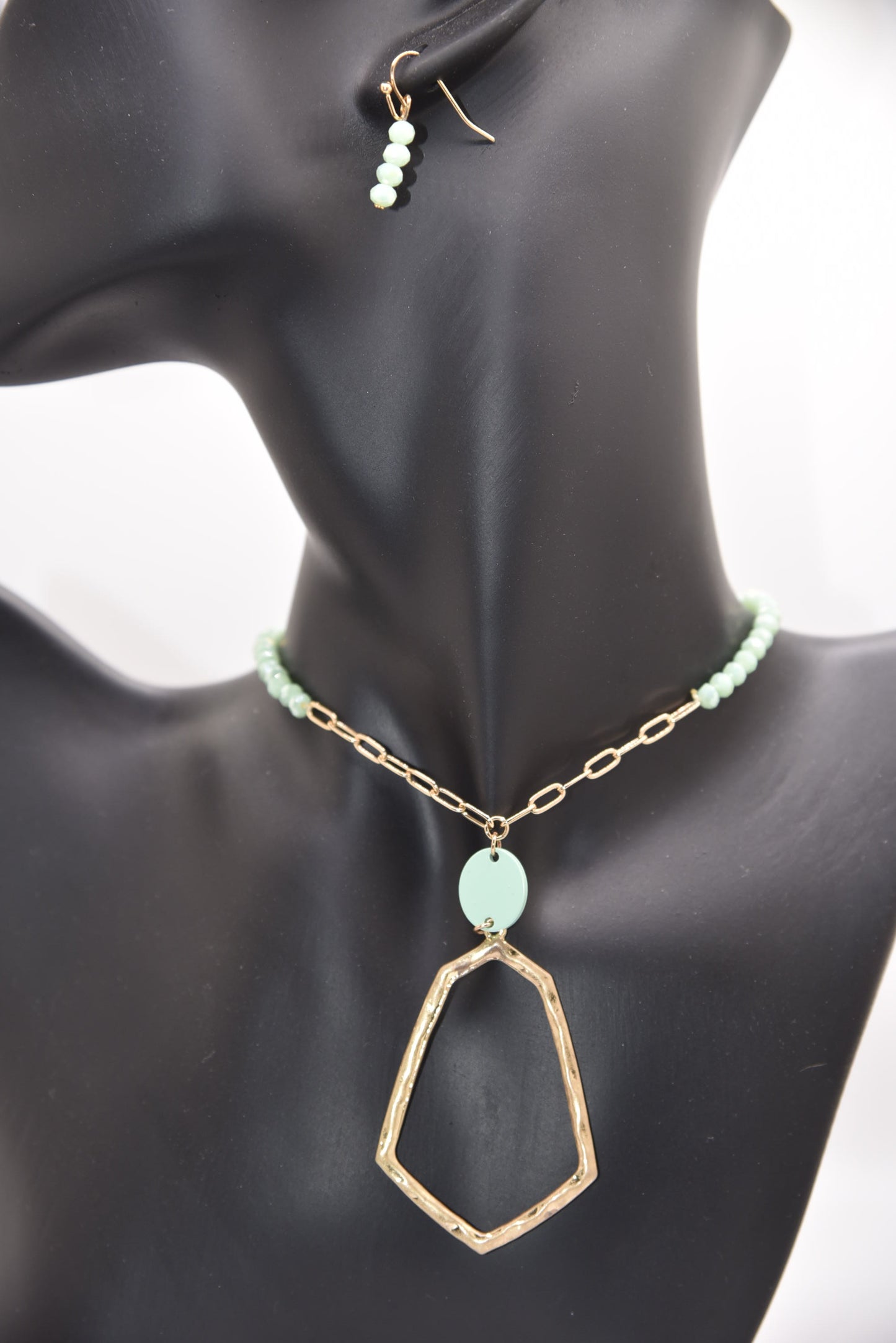 Long Glass Beaded Necklace and Earring