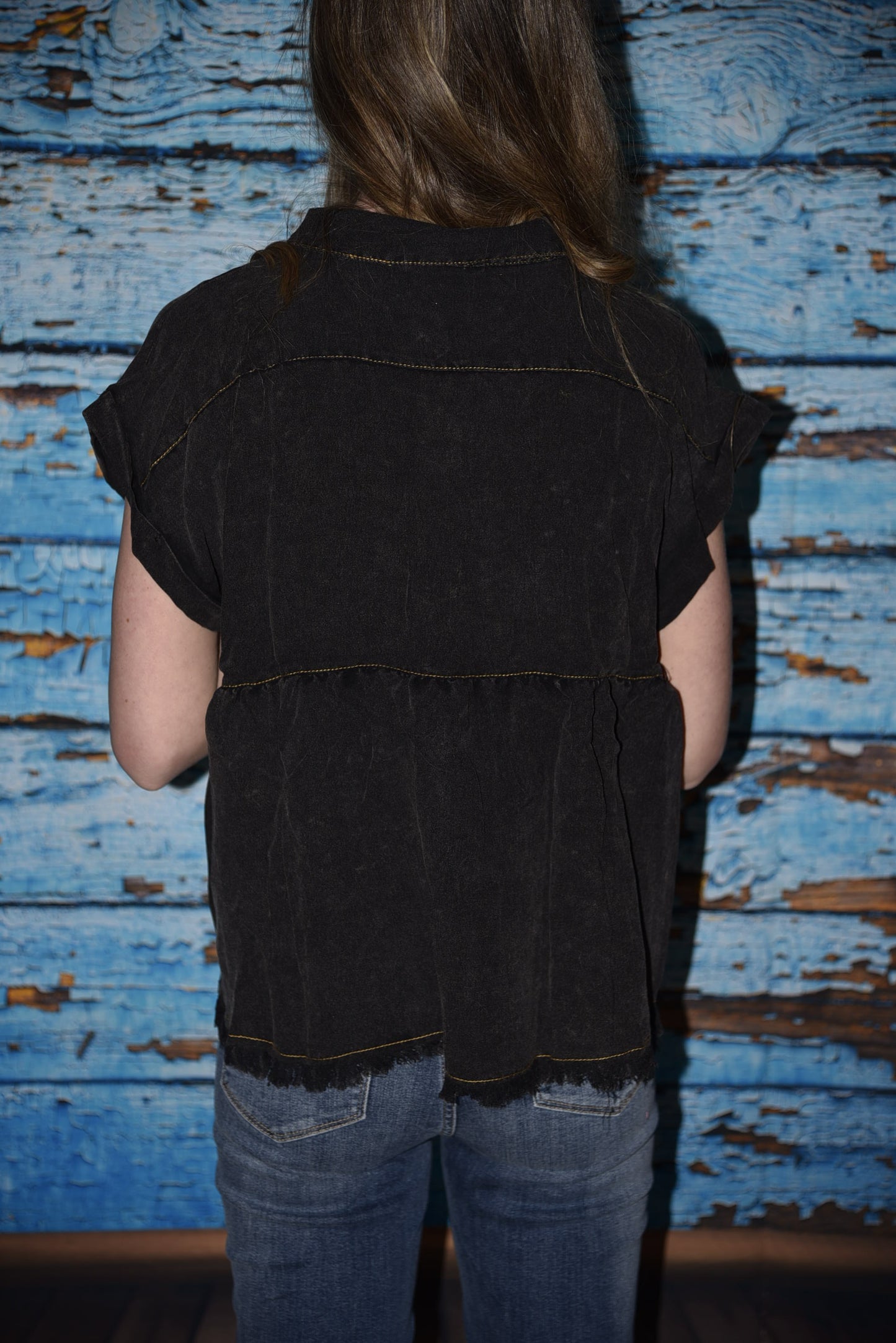 Denim Short Sleeve Top