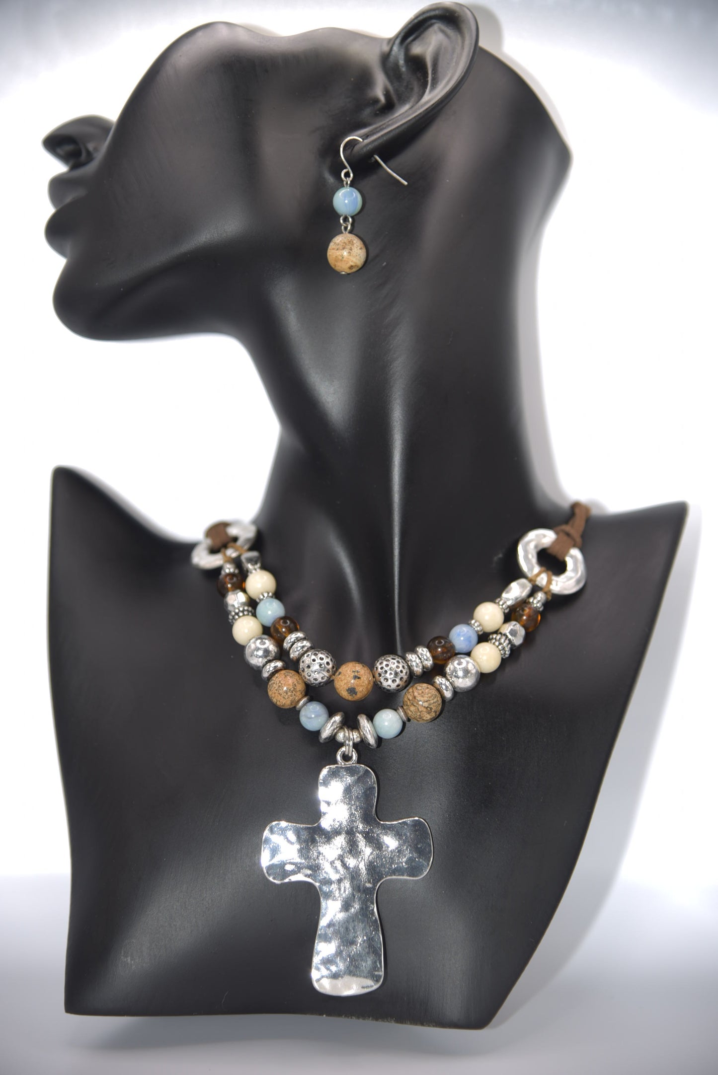 Chrome Cross with multi beads