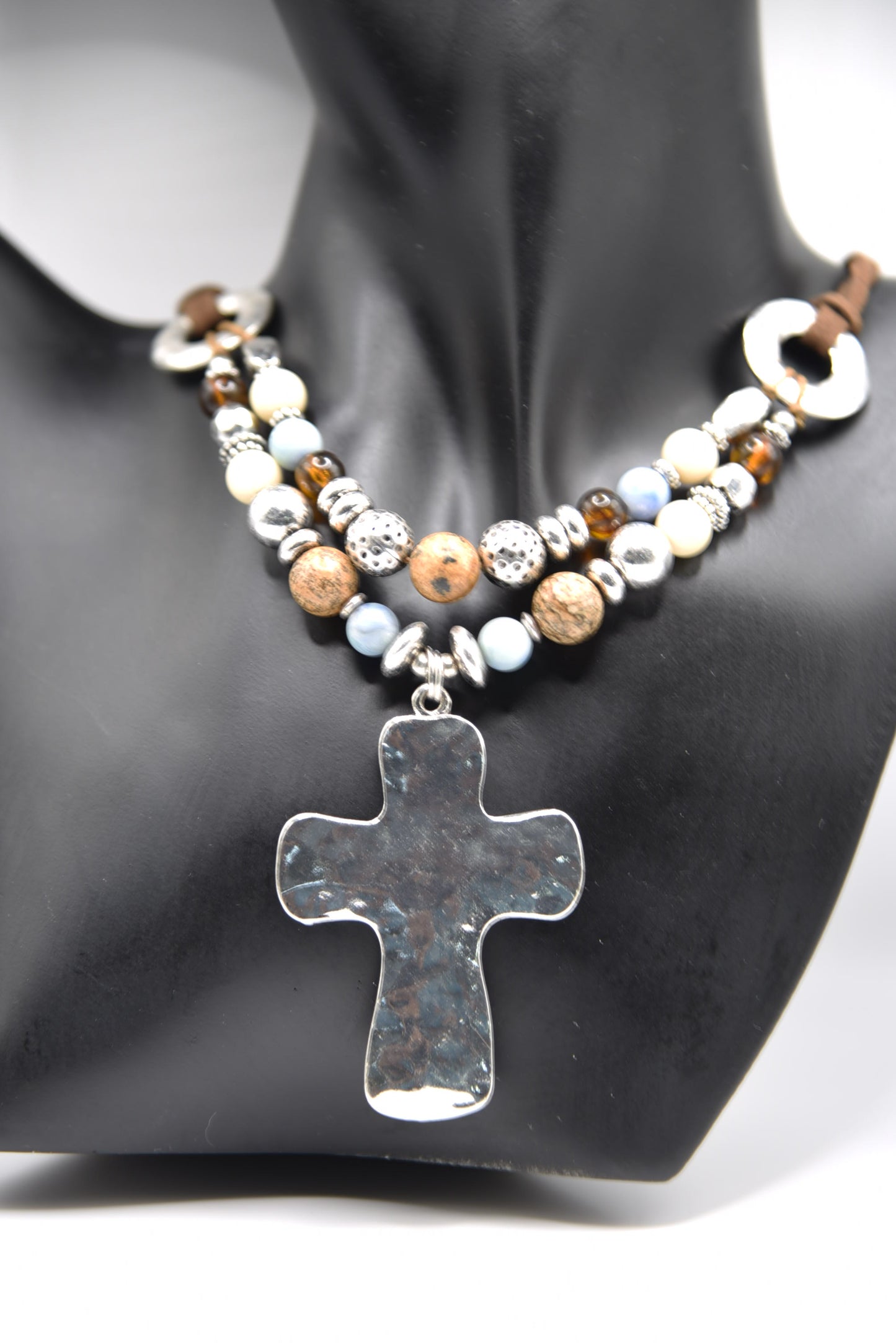 Chrome Cross with multi beads