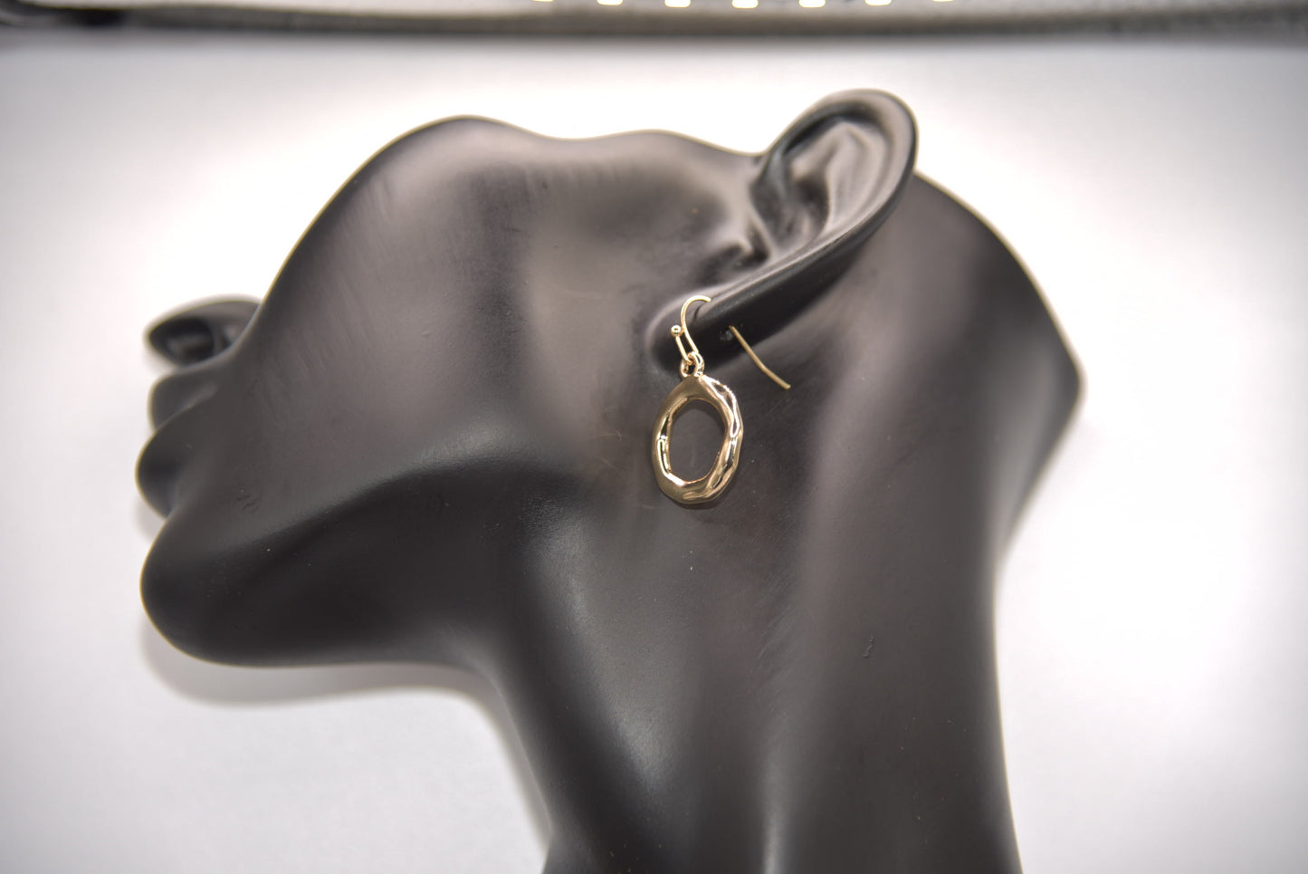 Cut-Out Circle Resin, Metal Link Chain Toggle Long Necklace and Gold Earrings Set