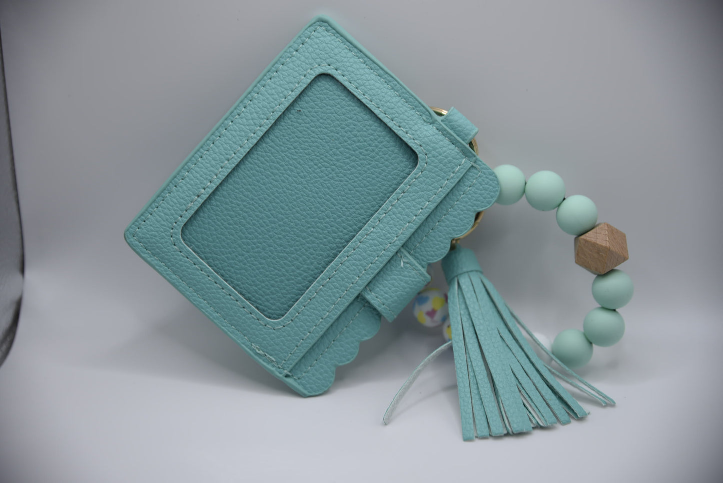Silicone Bead Bracelet with Card Holder Keychain