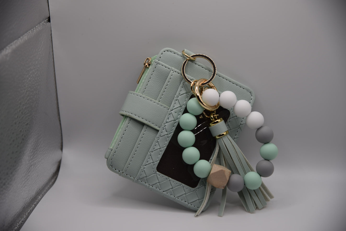Silicone Bead Bracelet with Card Holder Keychain