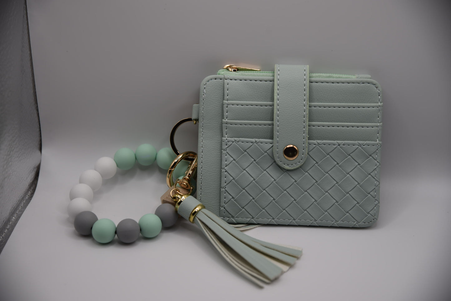 Silicone Bead Bracelet with Card Holder Keychain