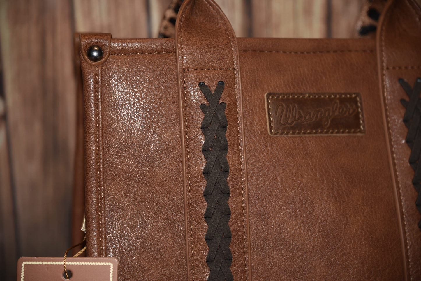 WG102-8120S Wrangler Cow Print Concealed Carry Tote/Crossbody Leopard