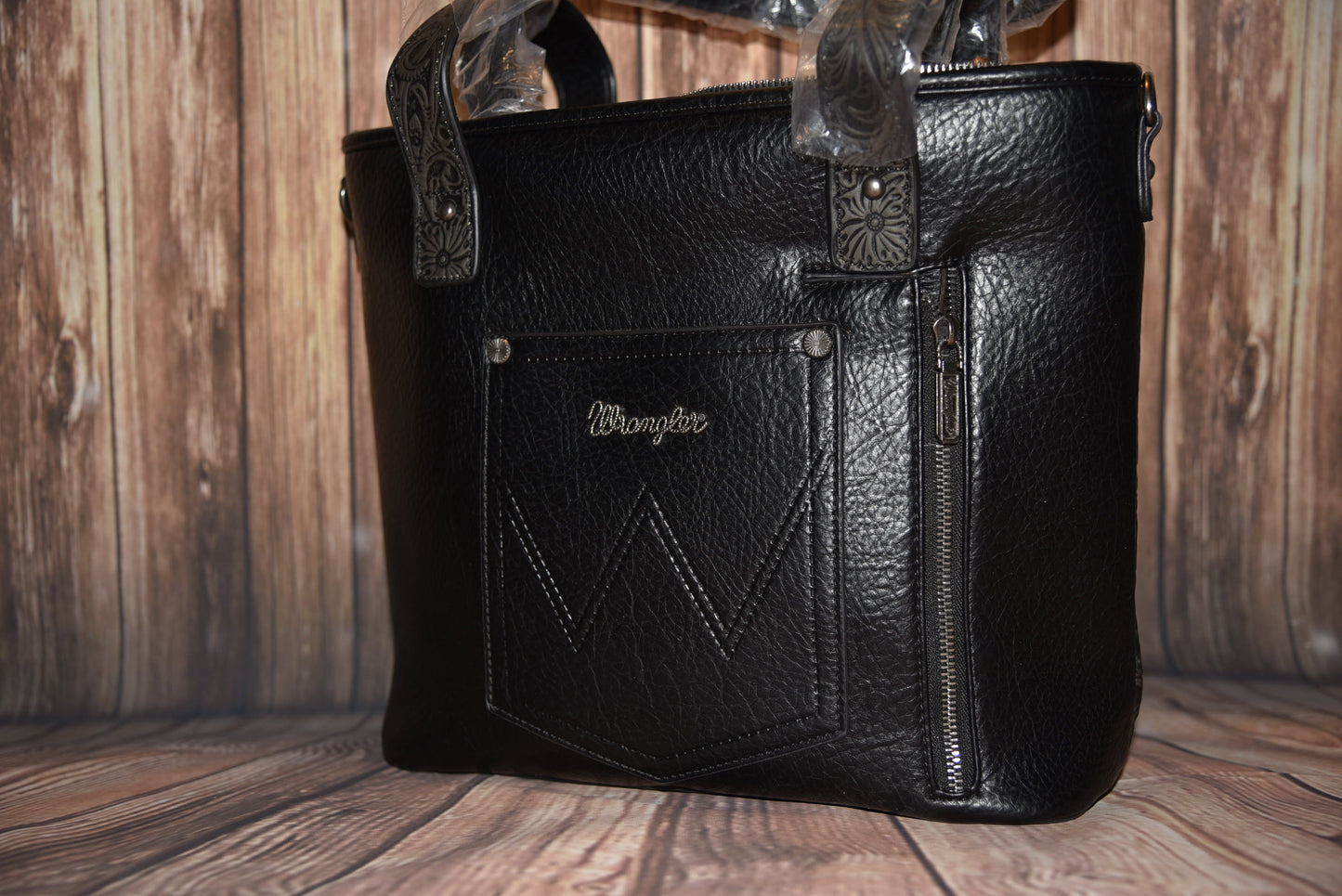WG66-G2002 Wrangler Hair-On Cowhide Vintage Floral Concealed Carry Tote/Crossbody
