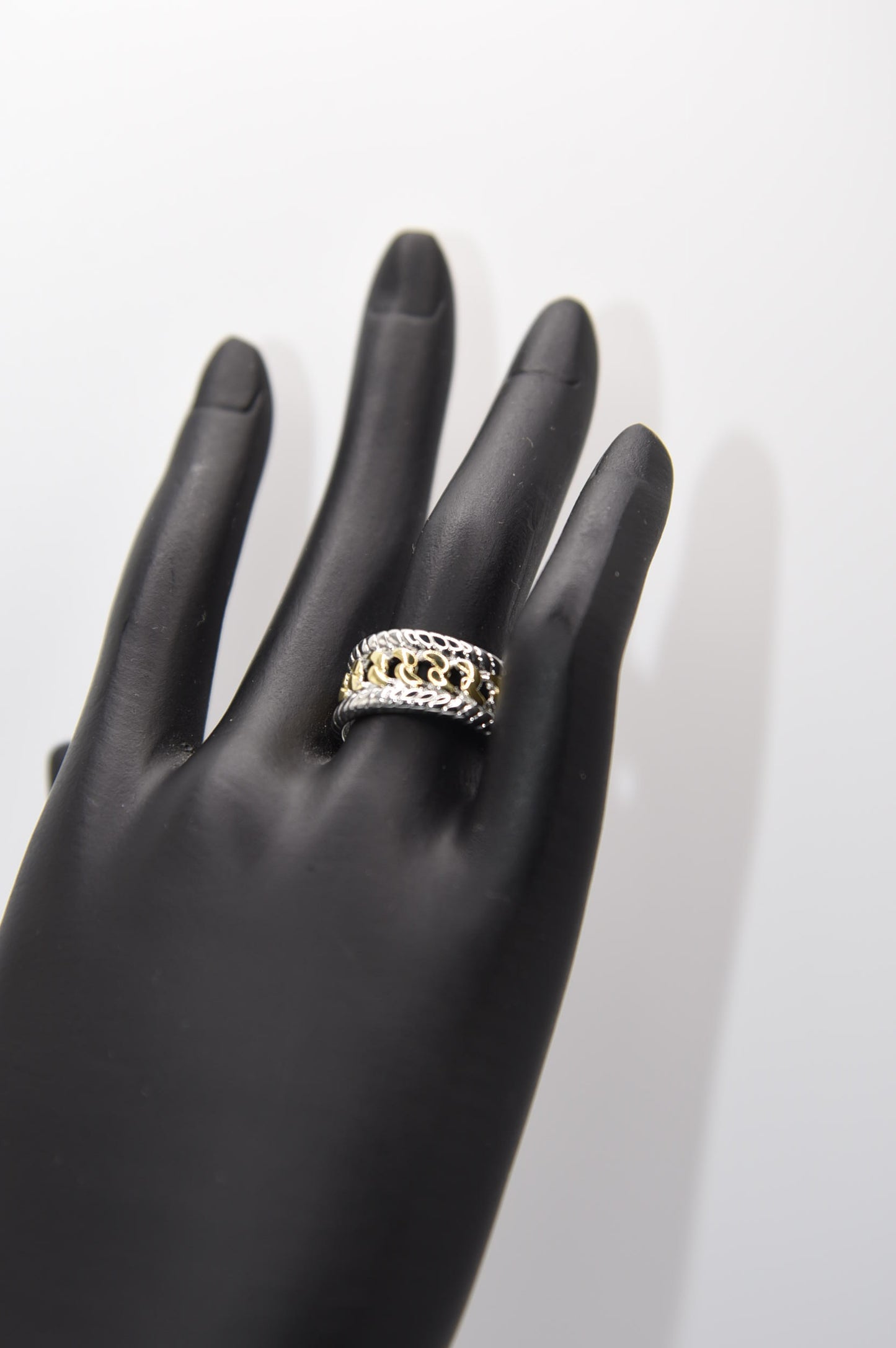 Silver with Gold Insert Ring