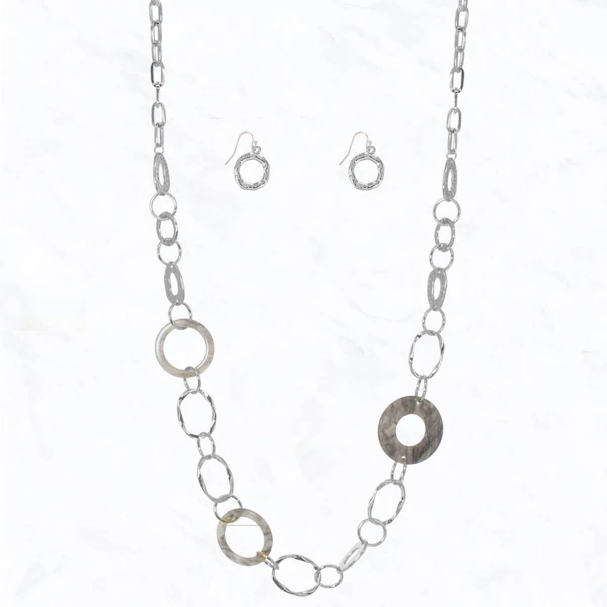 Cut-Out Circle Resin, Link Chain Toggle Necklace