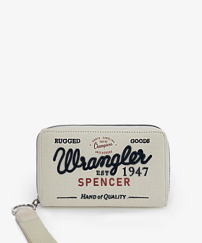 Wrangler Letters Embroidered Canvas Wristlet