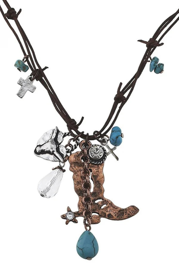 Barbwire Necklace Boot Charm