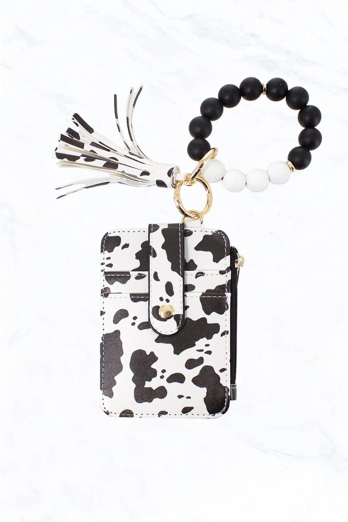 Silicone Bead Bracelet with Card Holder Keychain