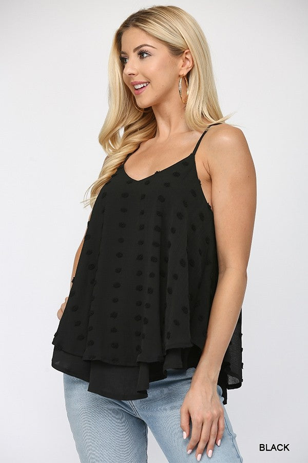 Uragiri Woven Dot Cami Top with Flow Hem