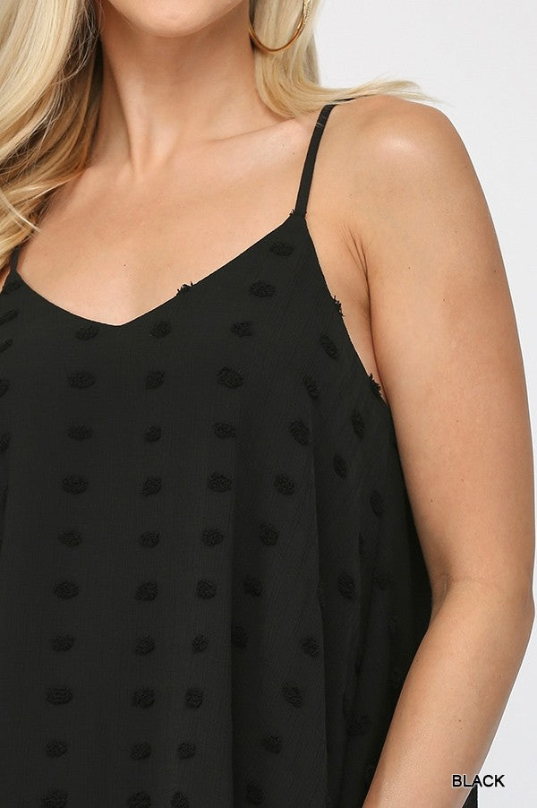 Uragiri Woven Dot Cami Top with Flow Hem