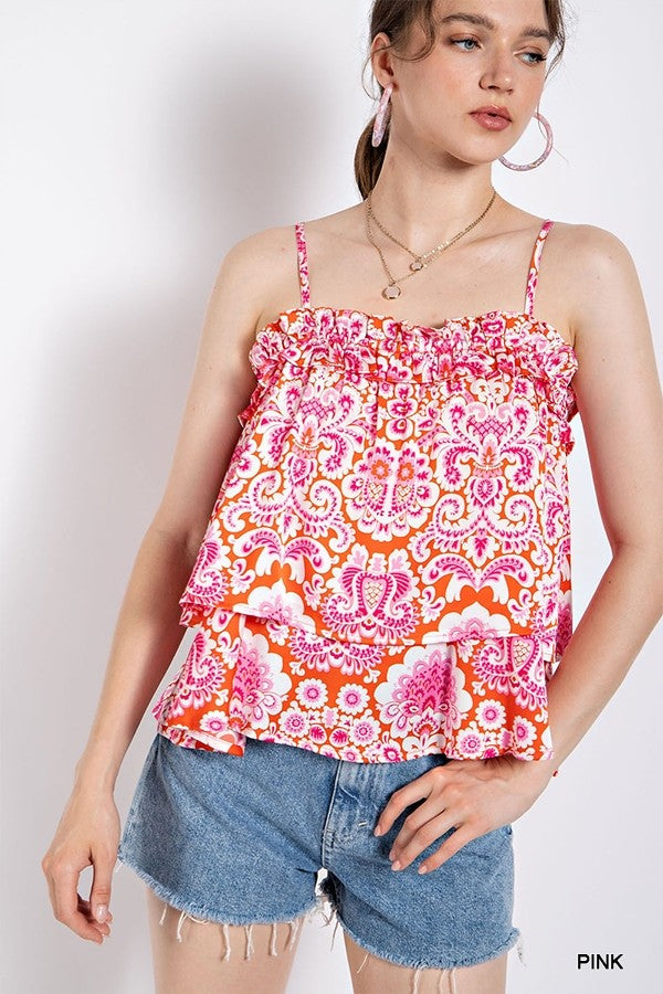 Floral Print Flowy Tank Top
