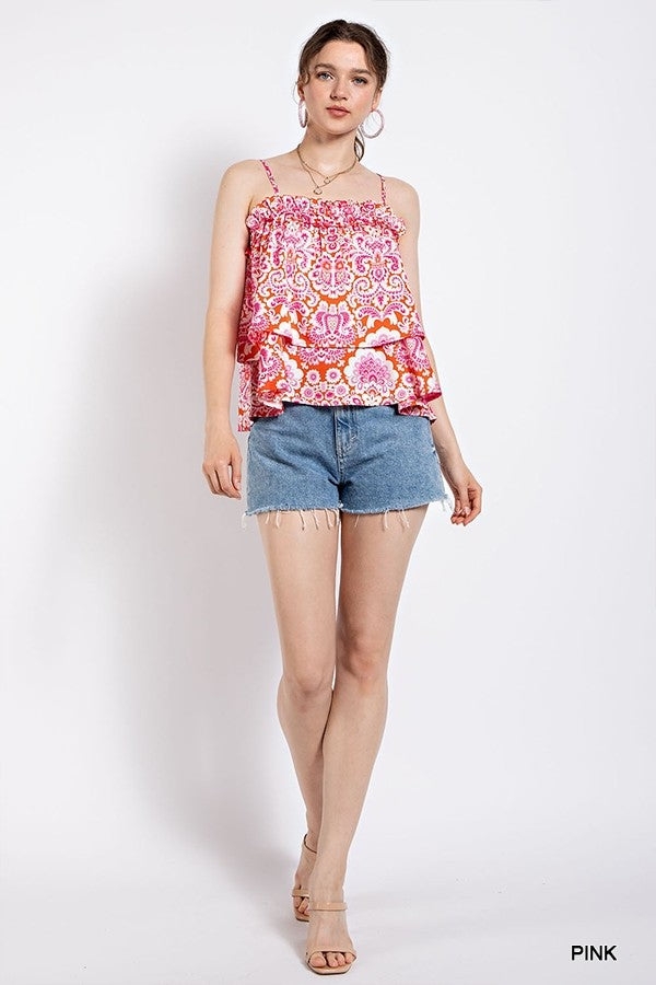 Floral Print Flowy Tank Top