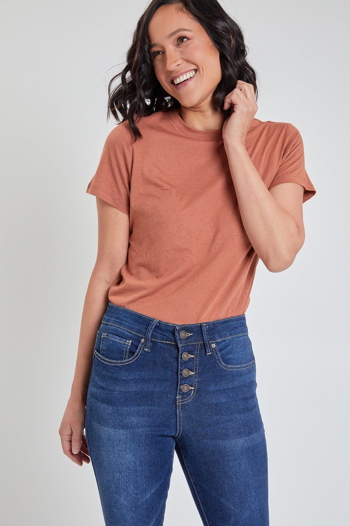 MISSY EXPOSED 4 BUTTON SKINNY ANKLE JEAN WITH RECYCLED FABRIC