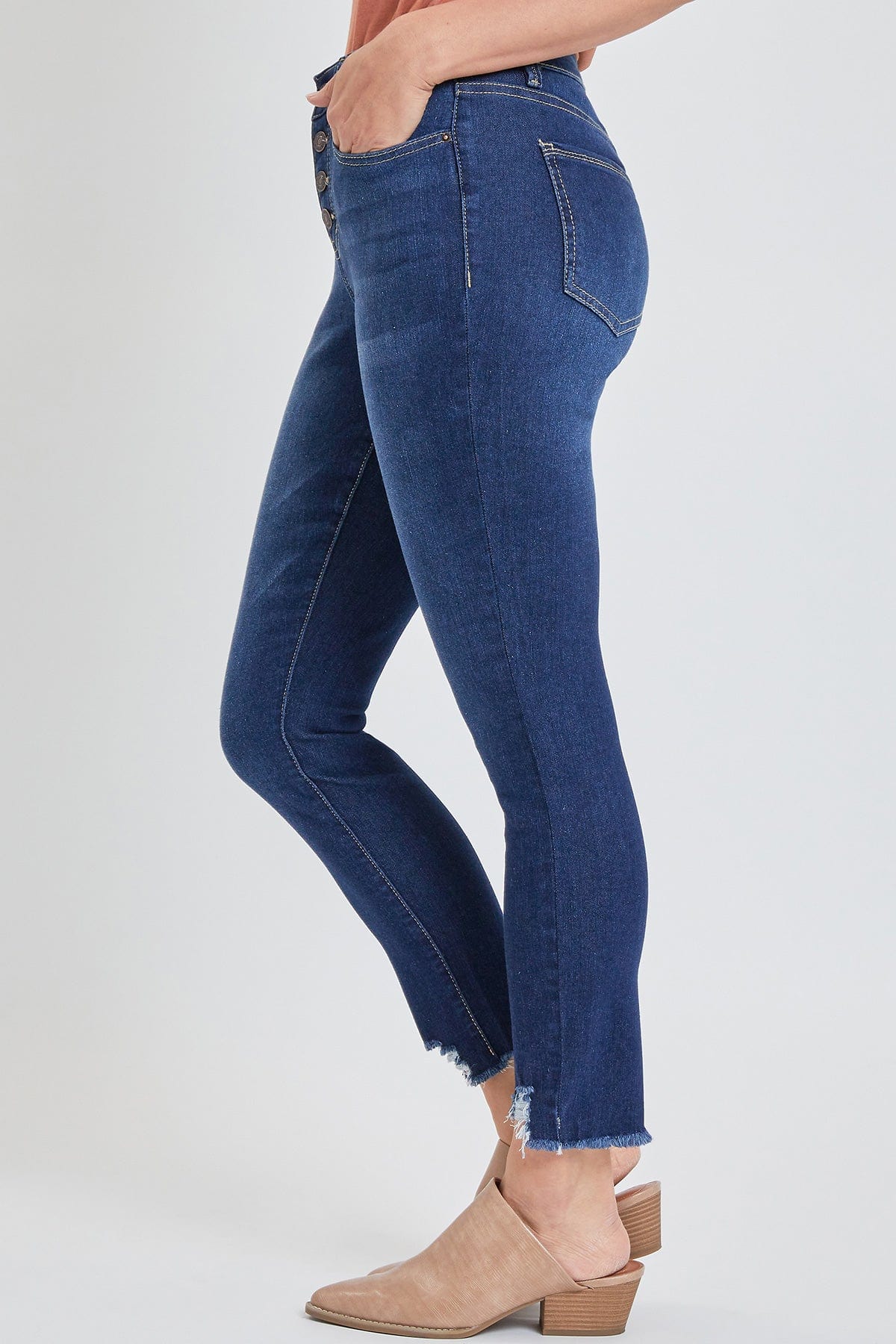 MISSY EXPOSED 4 BUTTON SKINNY ANKLE JEAN WITH RECYCLED FABRIC