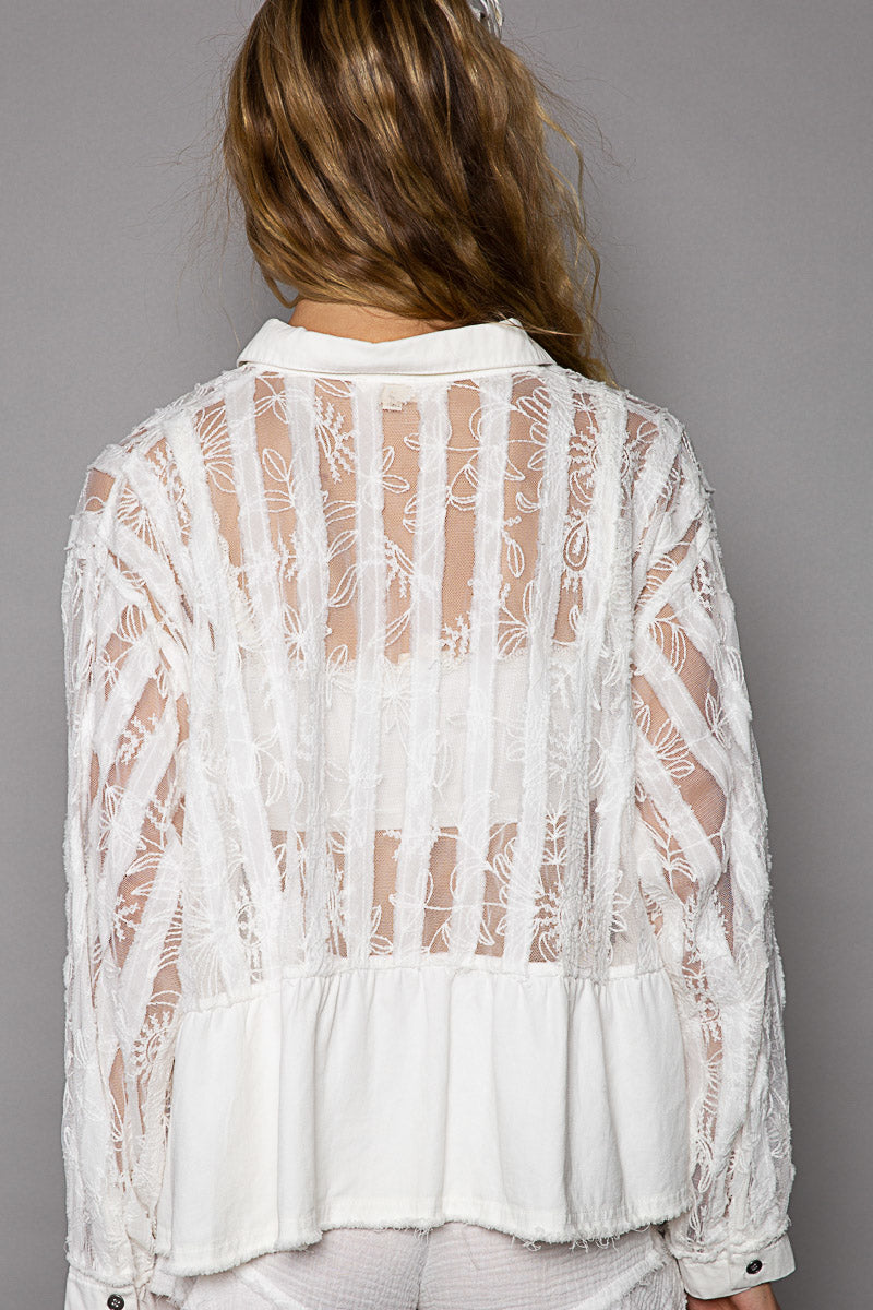 Jacket white see through lace