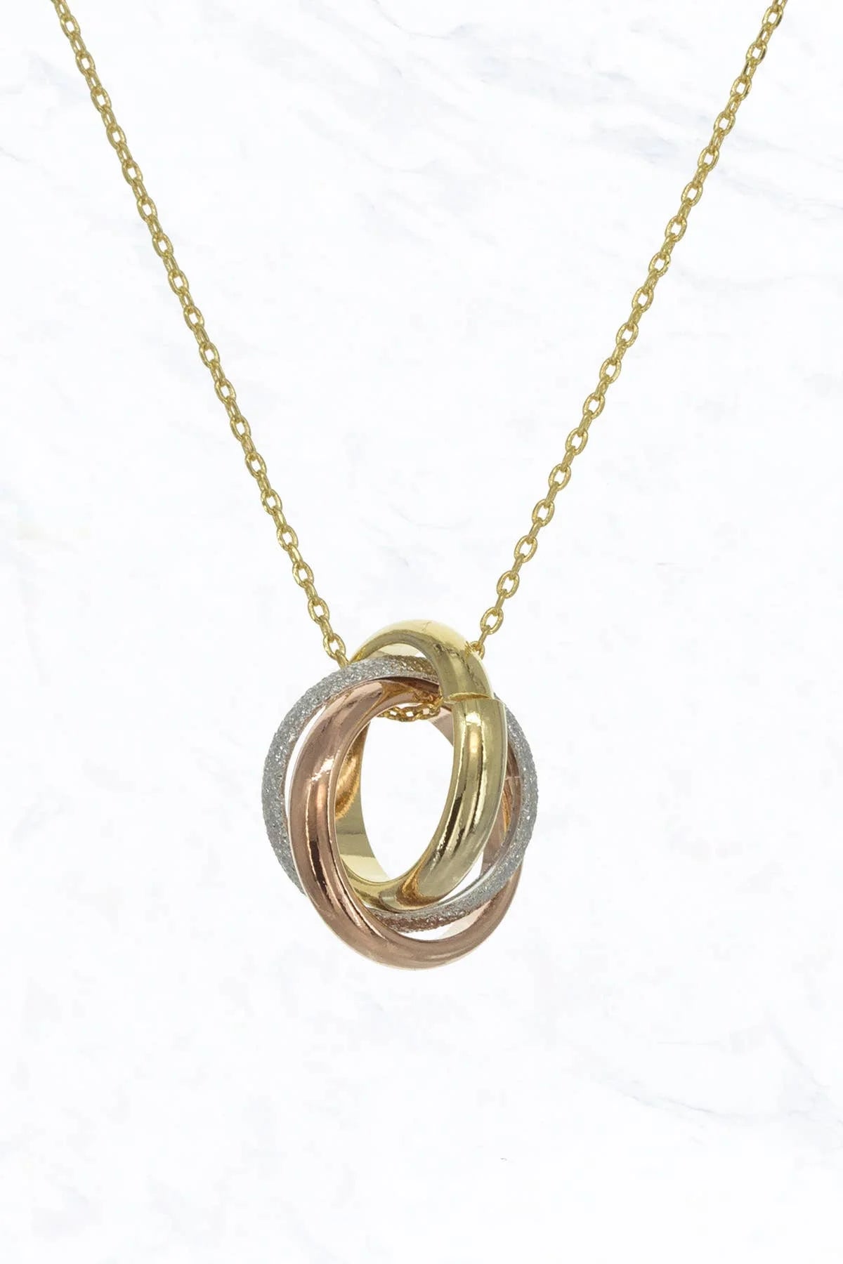 3 Ring Pendant Charm Necklace