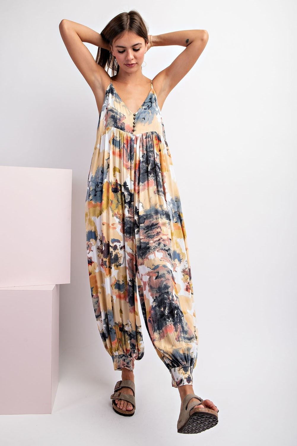 Sleeveless Tie Dye Jumpsuit