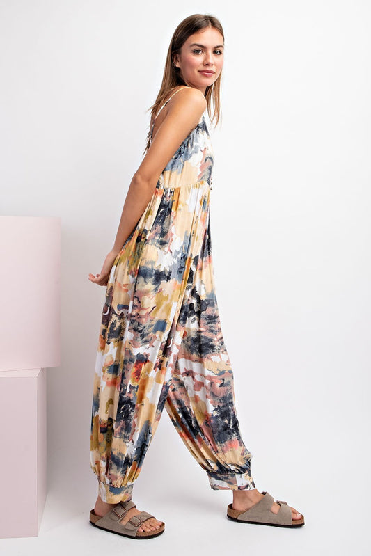 Sleeveless Tie Dye Jumpsuit