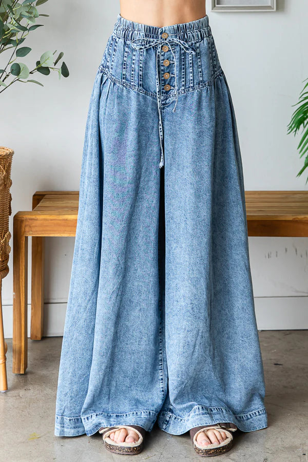 Washed Pinktuck Wide Leg Pants