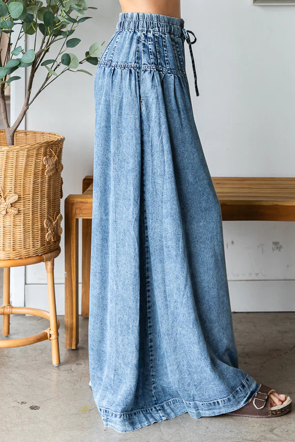 Washed Pinktuck Wide Leg Pants