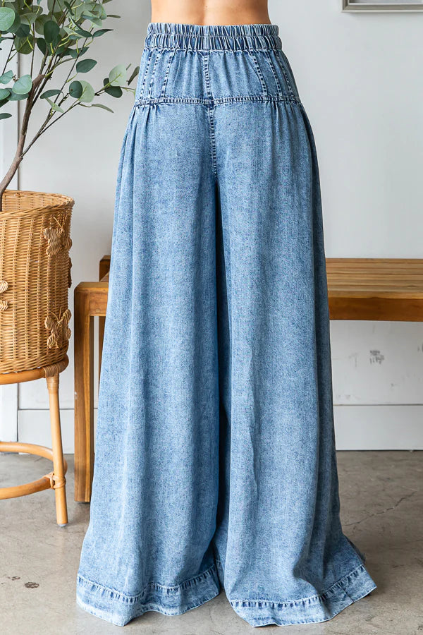 Washed Pinktuck Wide Leg Pants