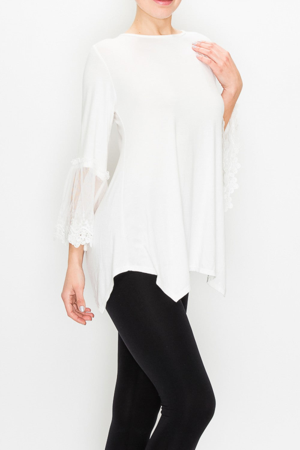 Top with Lacey Sleeve