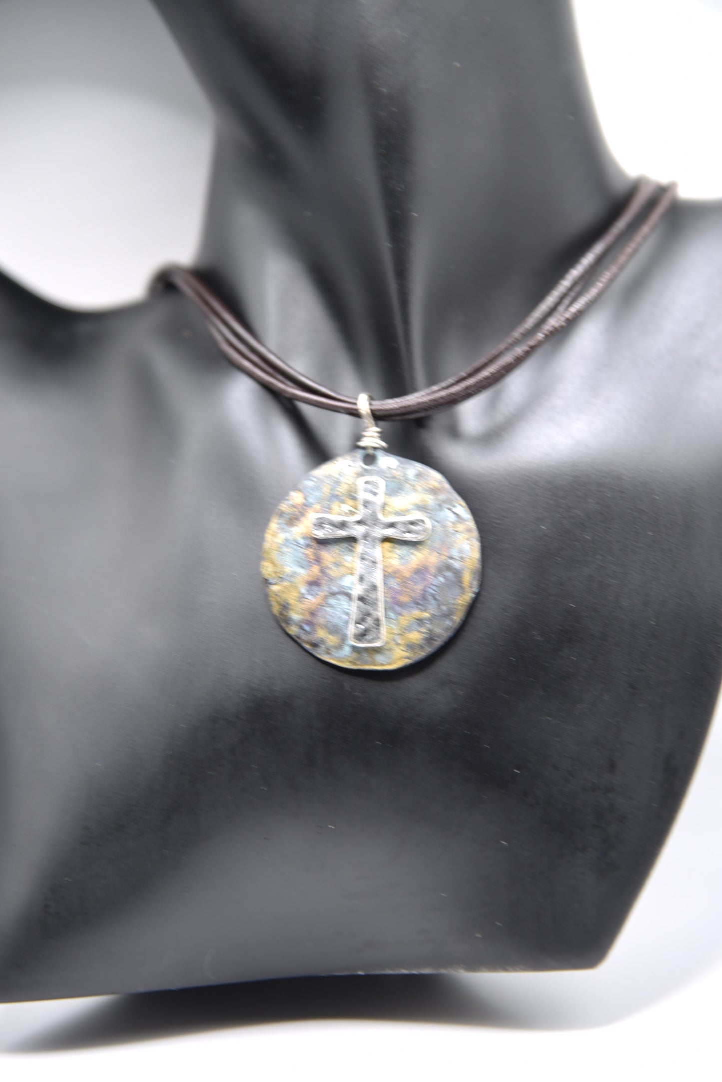 Cross Metal Charm Choker Necklace & Earring Set