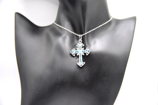 Cross with Rhinestone Pendant Necklace
