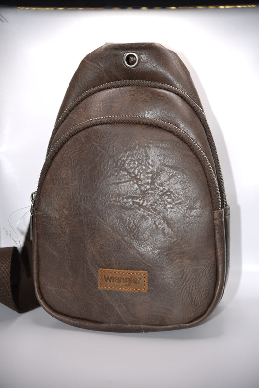 WG87-227 Wrangler Sling Bag/Crossbody/Chest Bag Dual Zippered Compartment - Coffee