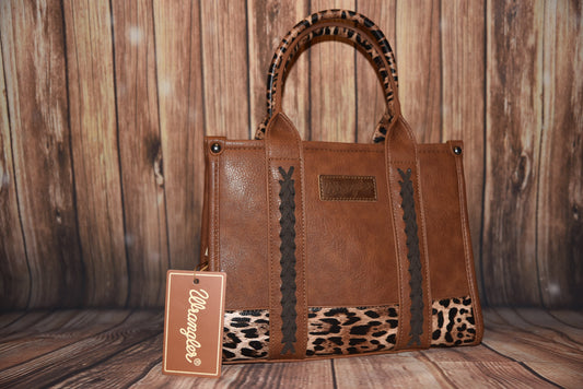 WG102-8120S Wrangler Cow Print Concealed Carry Tote/Crossbody Leopard