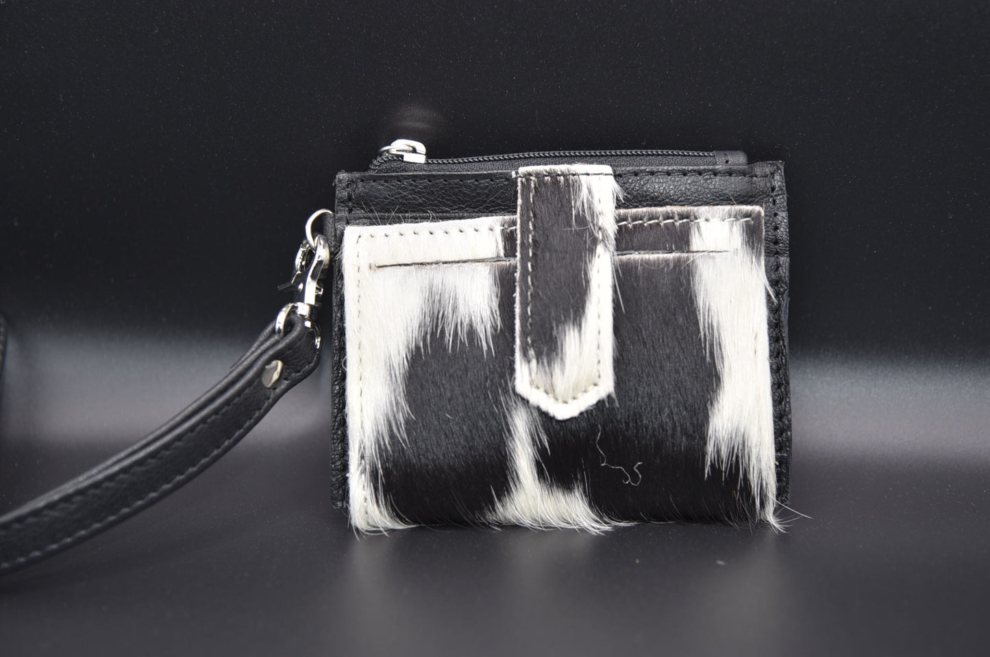 COWHIDE WRISTLET WALLET | Genuine hair on Cowhide Credit Card Holder Change Coin Pouch cash