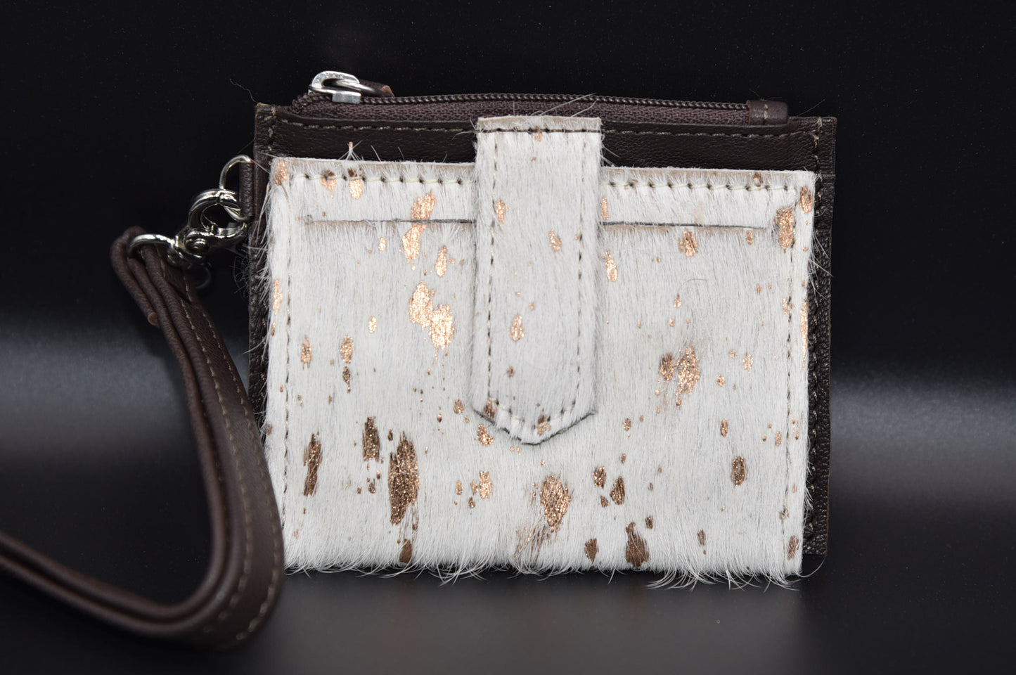 COWHIDE WRISTLET WALLET | Genuine hair on Cowhide Credit Card Holder Change Coin Pouch cash