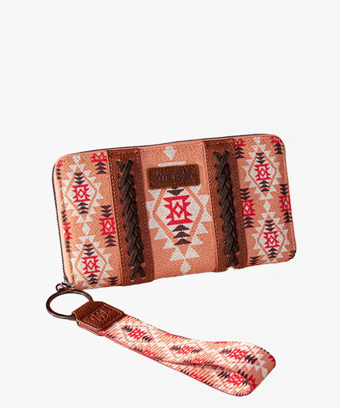 Wrangler All-over Aztec Dual Sided Print Canvas Wallet