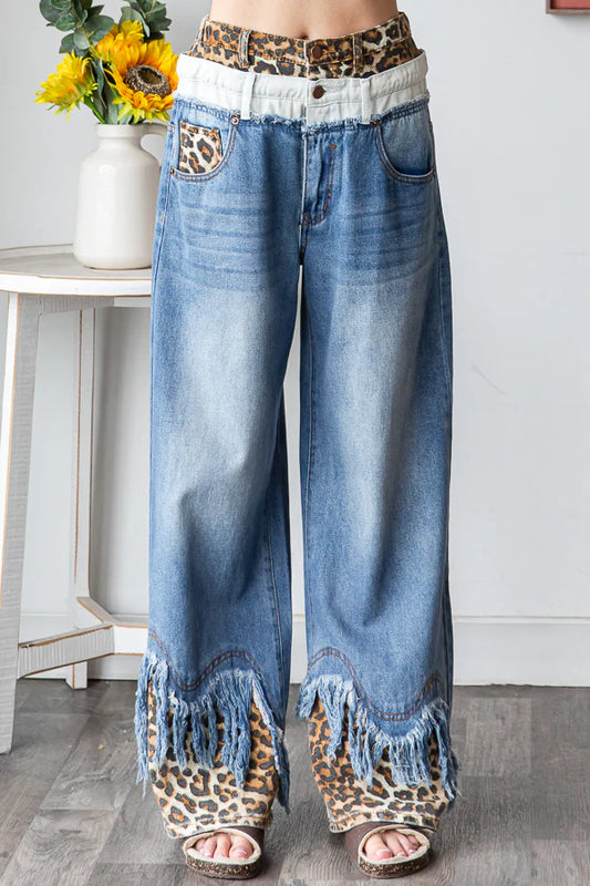 Jeans Double Waist Frayed Hem